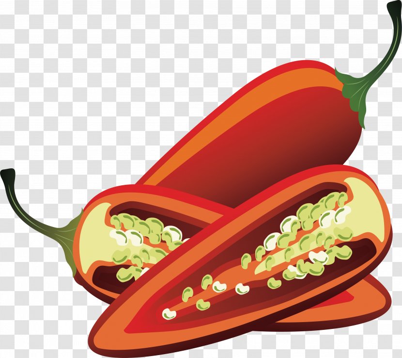 Jalapexf1o Bell Pepper Facing Heaven Mexican Cuisine Chili - Fruit - Red Transparent PNG