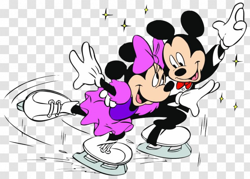 Minnie Mouse Mickey Ice Skating Figure Clip Art - Watercolor - Pictures Of Transparent PNG