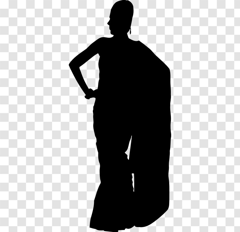 Sari Silhouette Female Dress Clip Art - Standing Transparent PNG