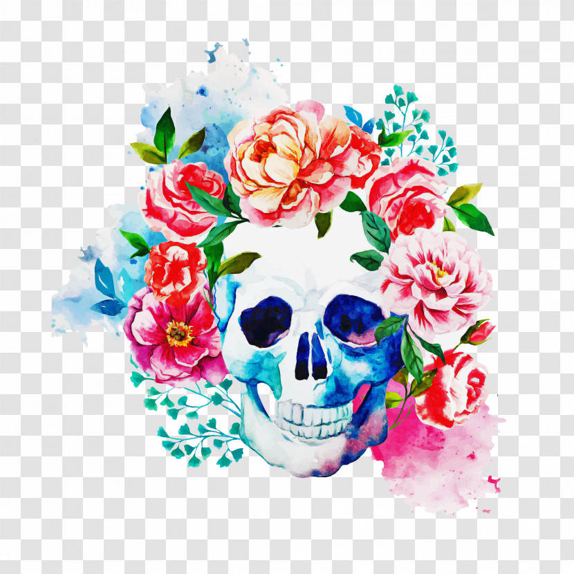 Skull Bone Flower Bouquet Plant Transparent PNG