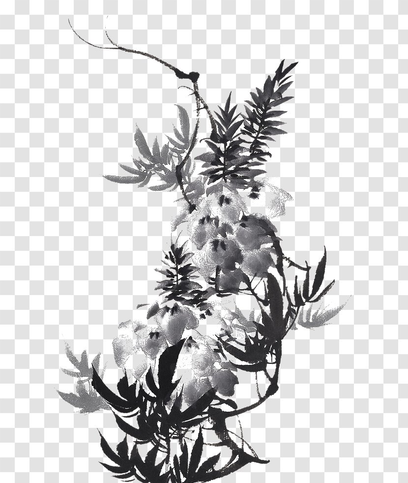 China Ink Wash Painting - Chinese Flowers Transparent PNG