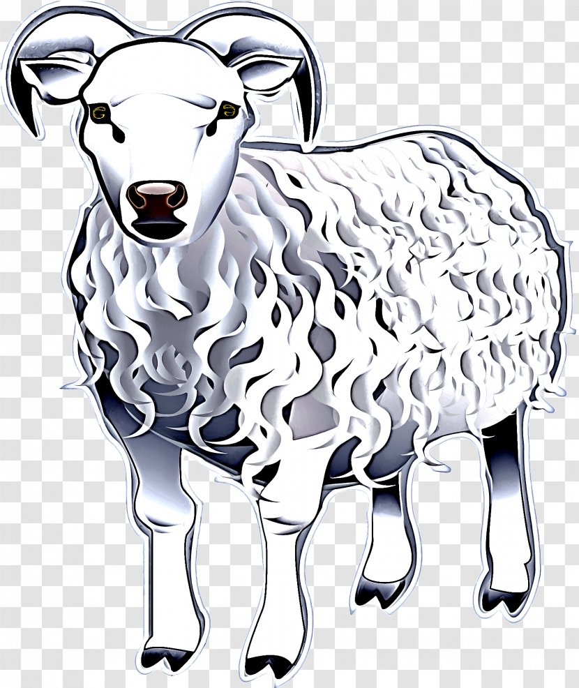 Sheep Line Art Cow-goat Family Clip - Goatantelope Livestock Transparent PNG