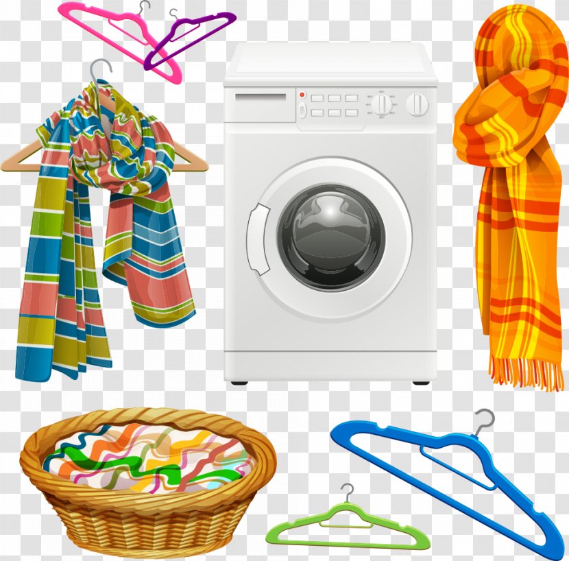 Towel Washing Machine Clothes Horse - Basket - Vector Scarves And Transparent PNG