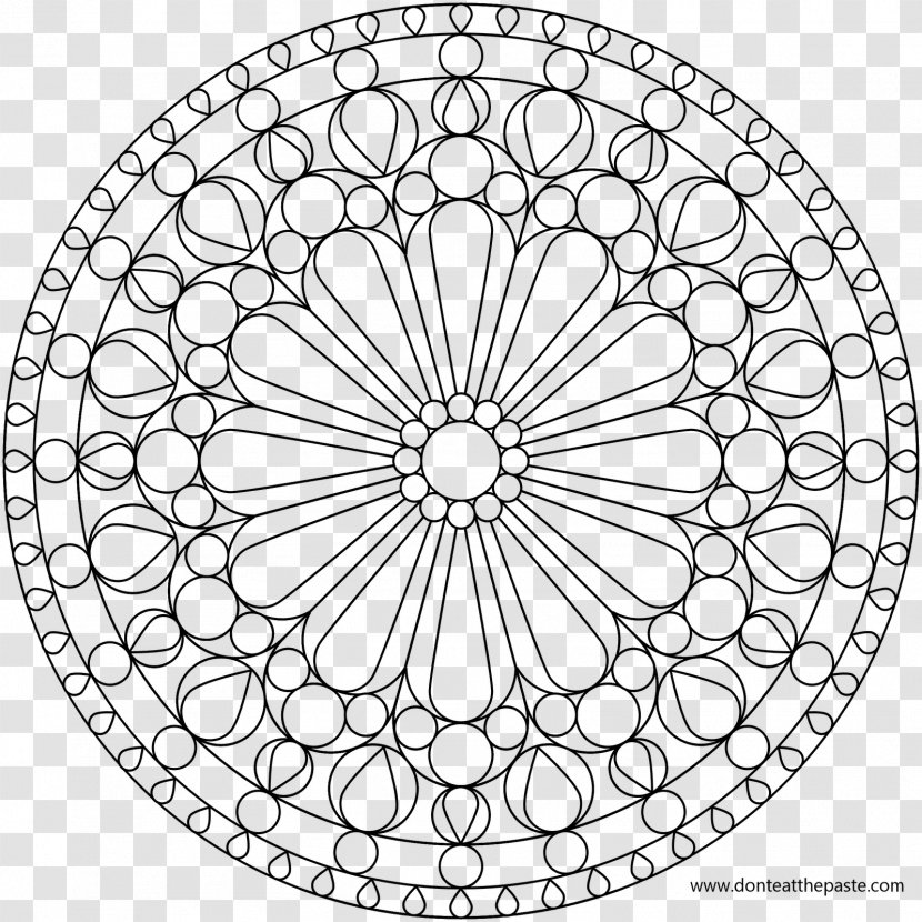 Rose Window Stained Glass Coloring Book Mandala - Visual Arts Transparent PNG