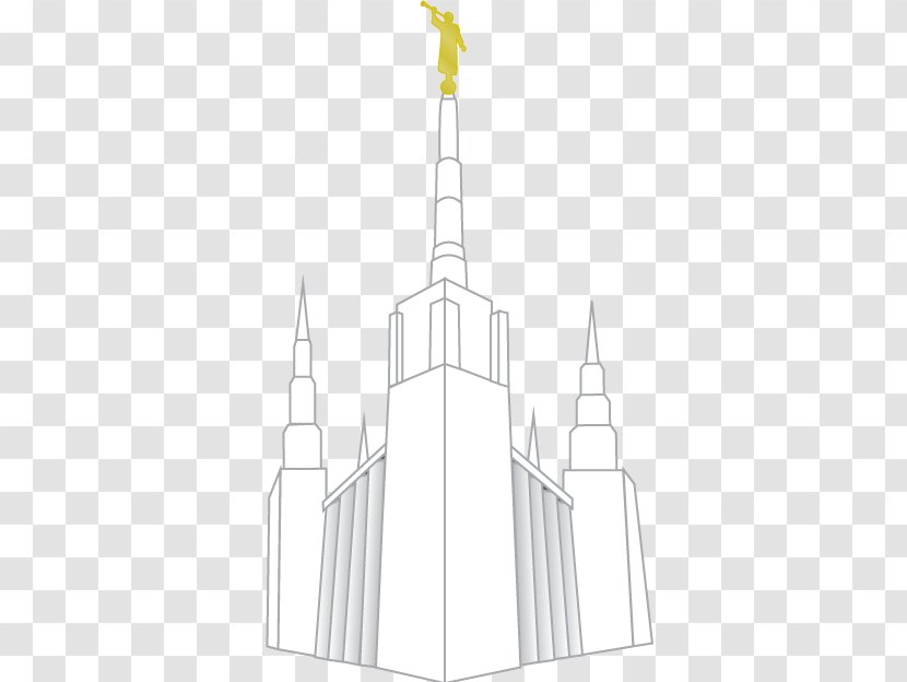 Steeple White Facade Place Of Worship - Monochrome Photography - Lds Temple Transparent PNG