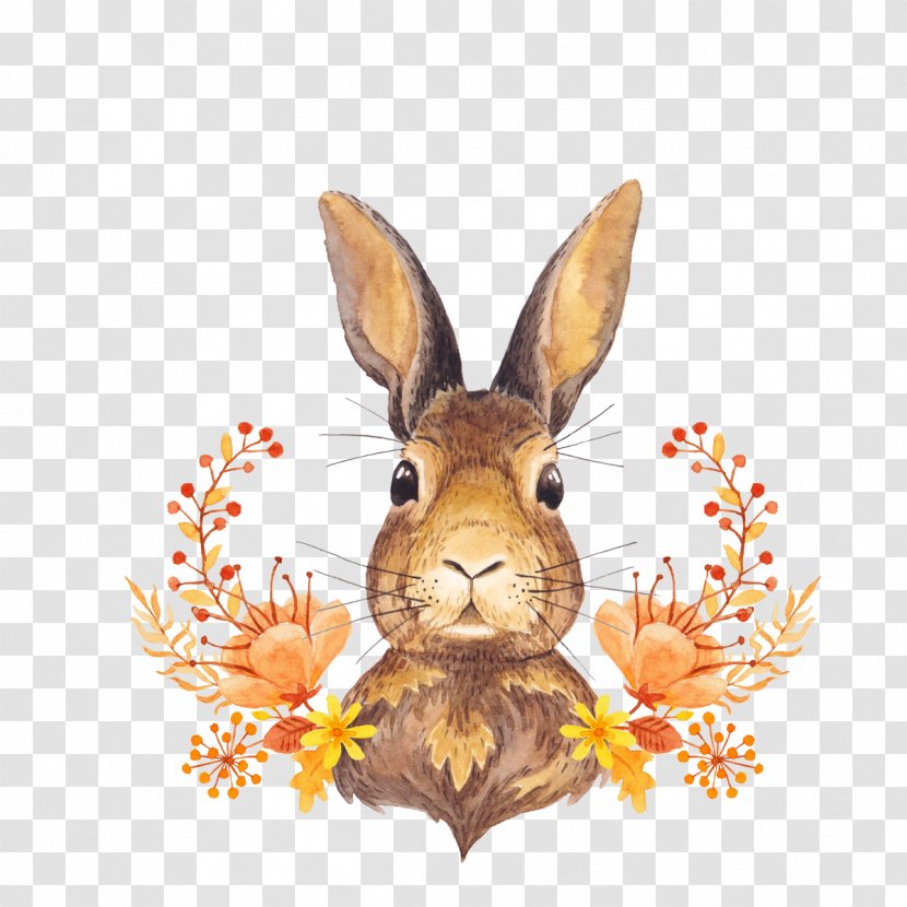 Autumn Leaf Color Watercolor Painting Paper - Hare - Bunny Rosette Transparent PNG