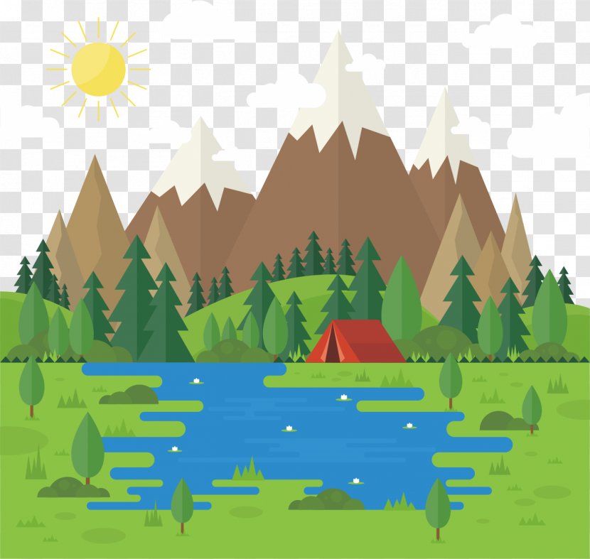 Flat Design Tent Apartment - Camping - Forest Mountains Transparent PNG