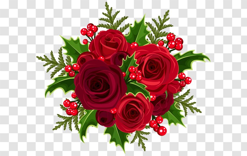 Christmas Rose Flower Bouquet Clip Art - Petal - Red Decorative Transparent PNG