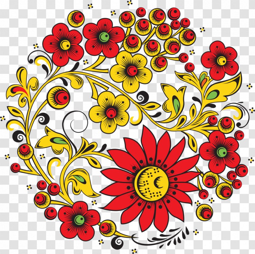 Russia Khokhloma Ornament - Flower Bouquet - Embroidery Transparent PNG