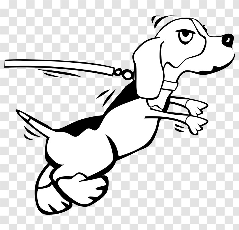 Beagle Puppy Leash Clip Art - Cartoon White Dog Transparent PNG