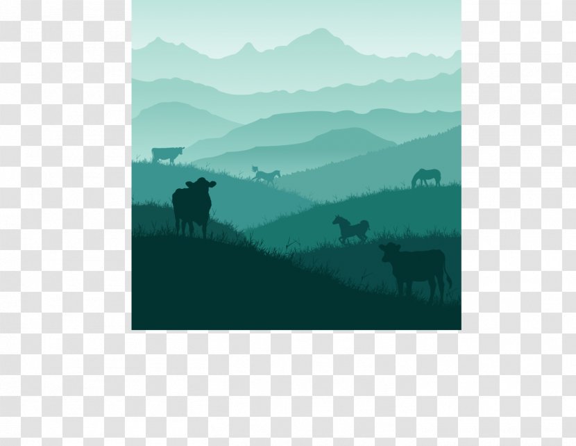 Illustration - Element - Inter Vector Mountain Cow Transparent PNG