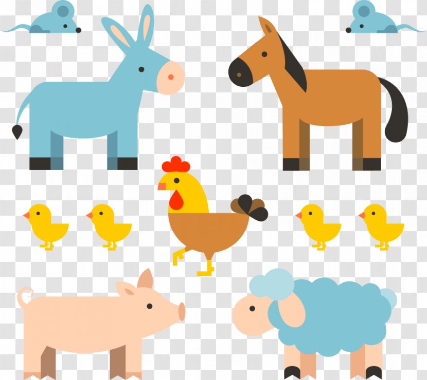 Cartoon Farm Cattle - Vector Pony And Pig Transparent PNG