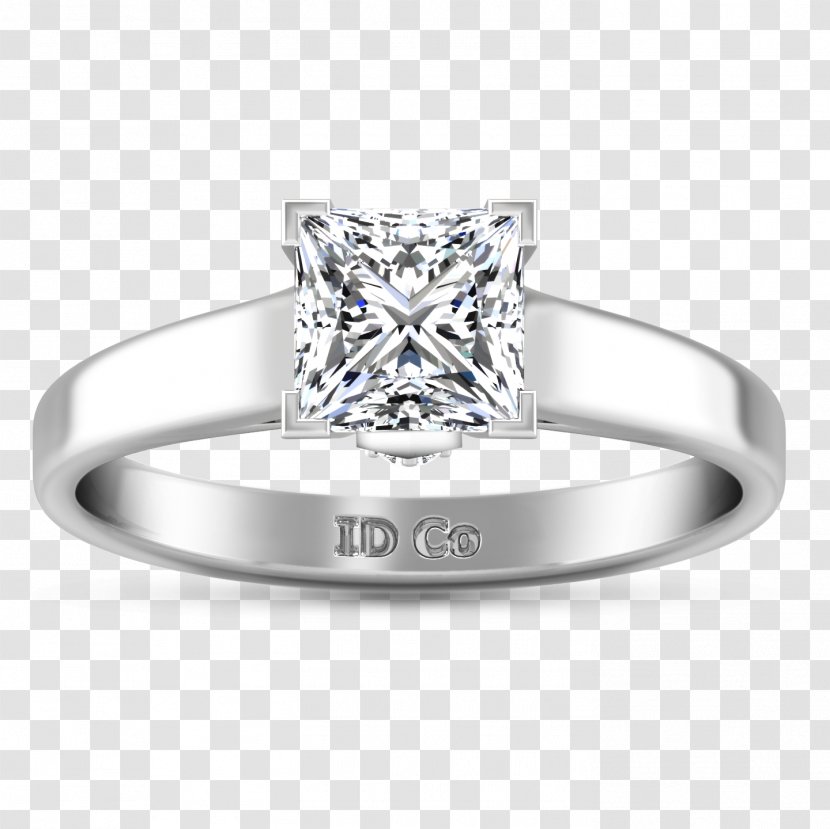 Diamond Wedding Ring Princess Cut Engagement - Platinum - Solitaire Transparent PNG