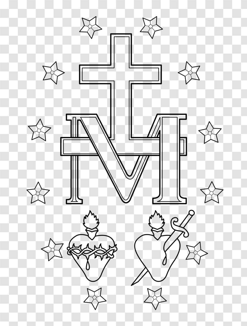 Miraculous Medal Coloring Book Immaculate Conception Heart Of Mary - Art - Vector Transparent PNG