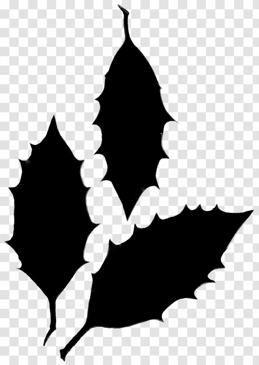 Clip Art Silhouette Leaf Flowering Plant Branching - Holly - Stencil Transparent PNG
