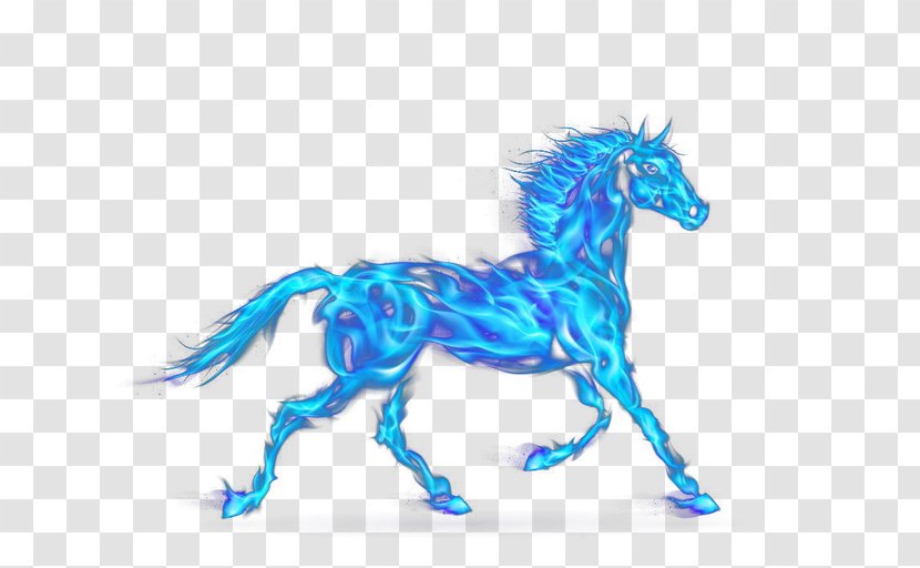 Cool Flame Fire - Art - Blue Horse Transparent PNG