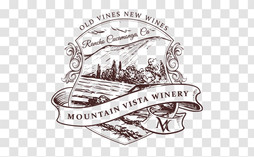 Mountain Vista Winery & Vineyards Biane Family Properties Logo - Line Art - Wine Transparent PNG