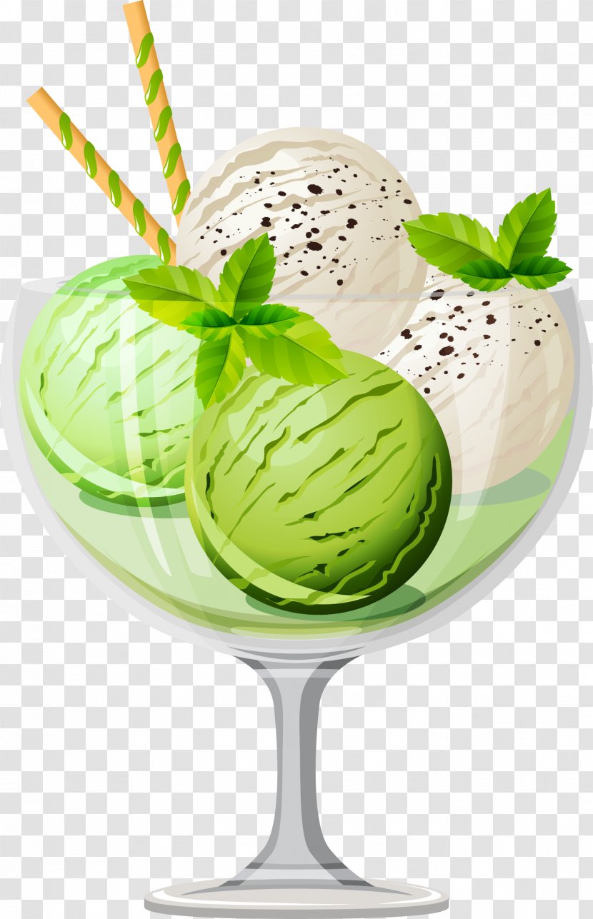 Ice Cream Cone Sundae - Lime - Hand Painted Watermelon Coconut Transparent PNG