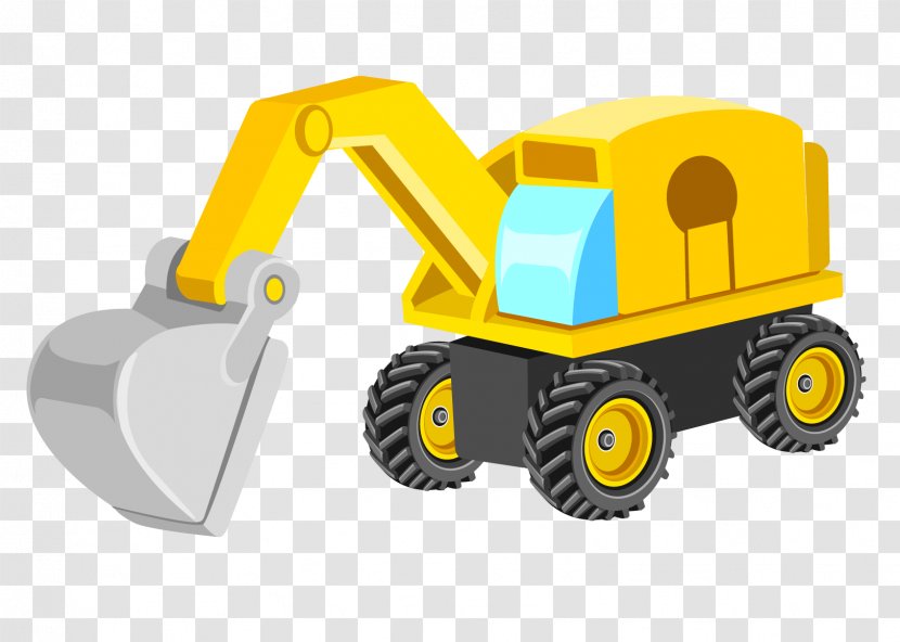Excavator Bulldozer Backhoe Machine - Vector Transparent PNG