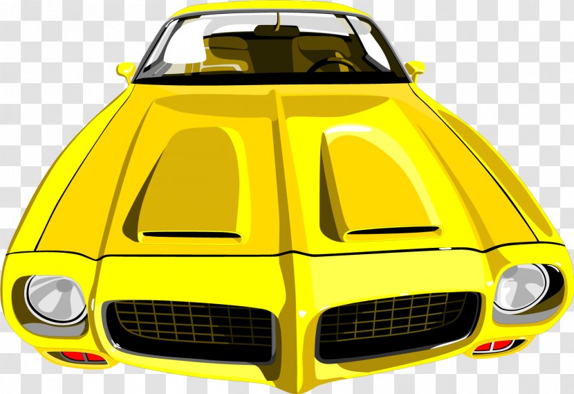 Pontiac Firebird Sports Car Clip Art - Bumper - Vector Hand Painted Yellow Transparent PNG