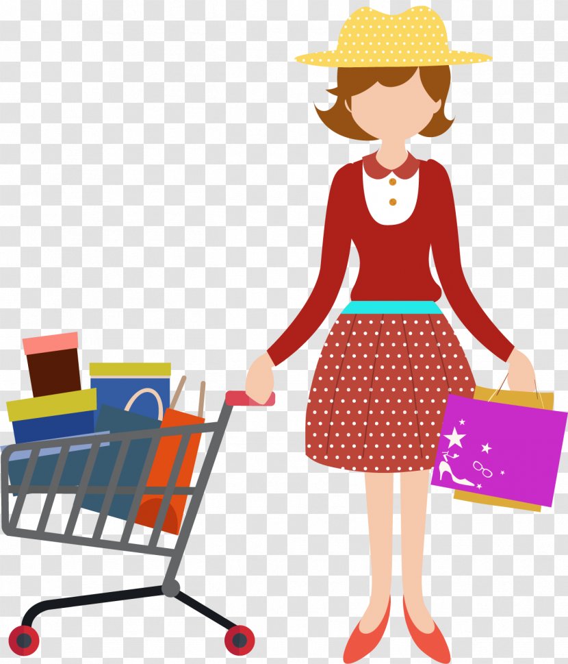 Shopping Cart Clip Art - Family - Cartoon Woman Transparent PNG