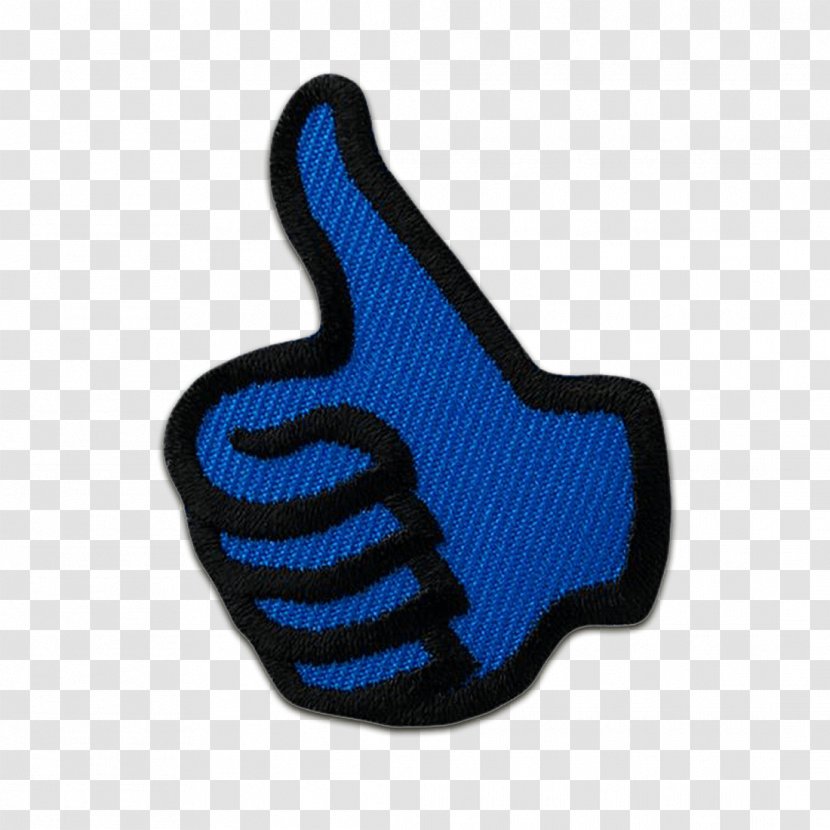 Thumb Signal Embroidered Patch Blue Color - Finger - Hand Catch Transparent PNG