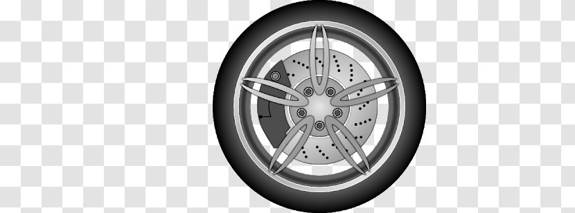 Car Rim Tire Wheel Clip Art - Black And White Transparent PNG