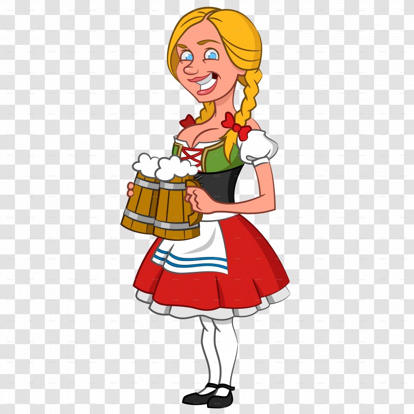 Oktoberfest Beer German Cuisine Cartoon Clip Art - Female Transparent PNG