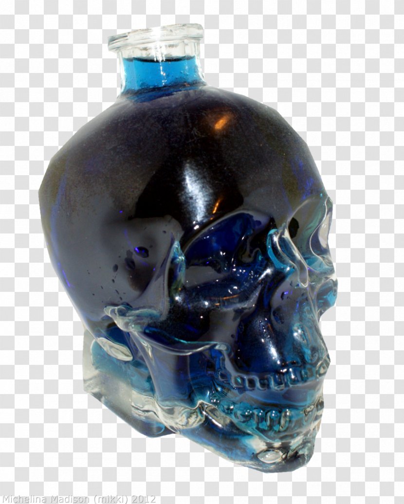 Glass Bottle Distilled Beverage Cobalt Blue Skull - Drinkware Transparent PNG
