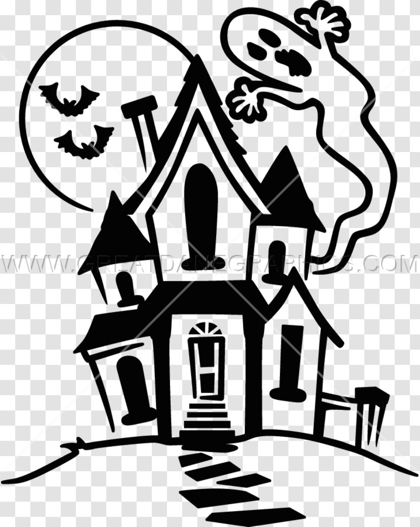 Drawing Haunted House Line Art Clip - Black And White Transparent PNG