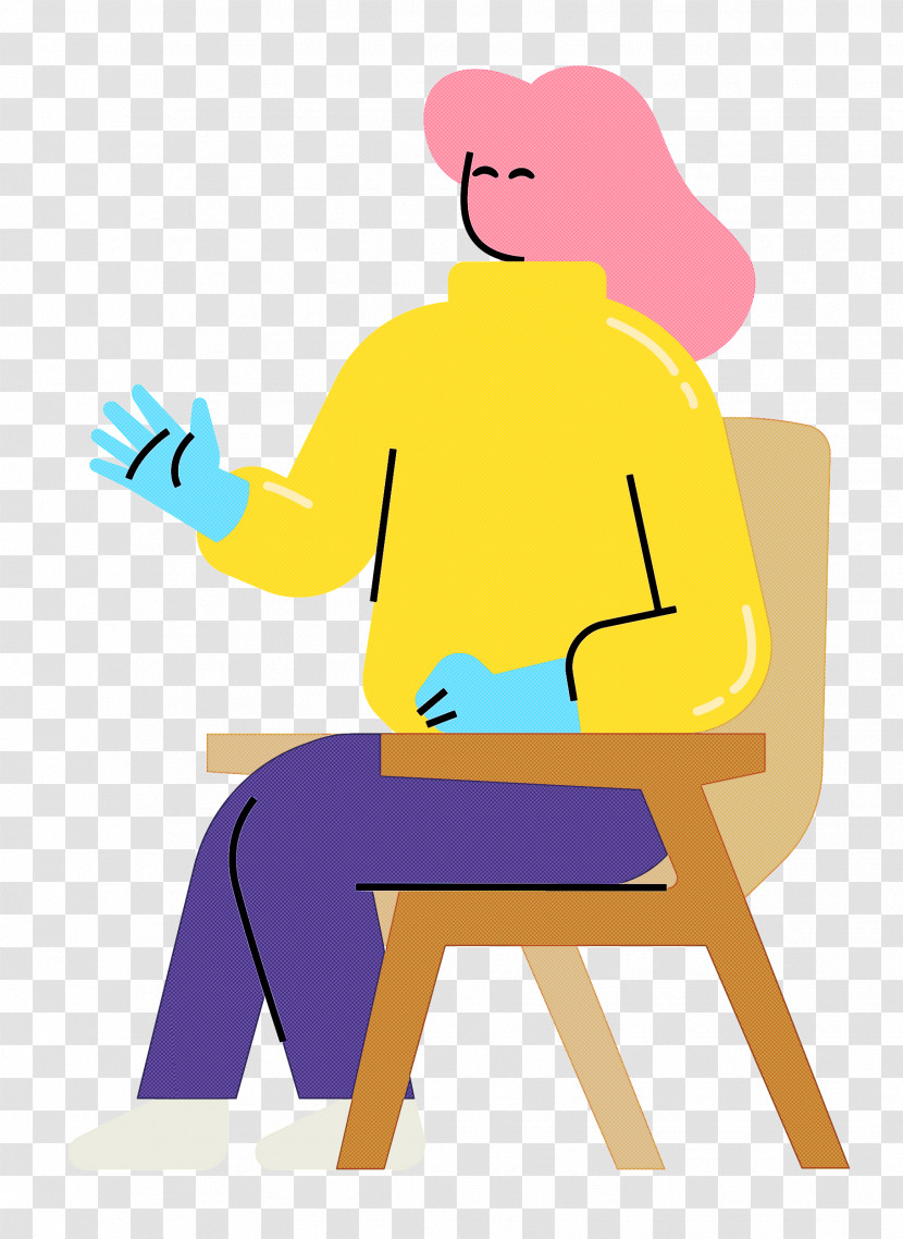 Sitting Cartoon Chair Yellow Joint Transparent PNG