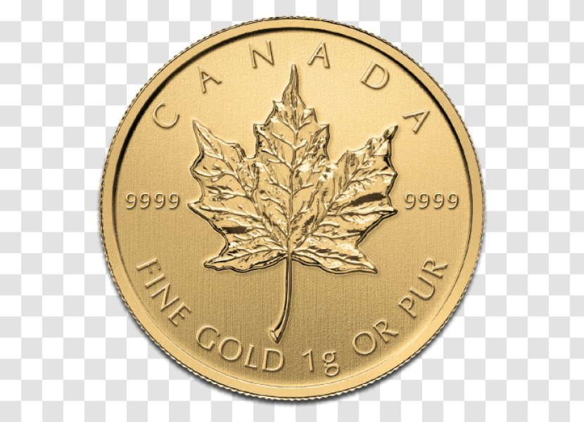 Canada Canadian Gold Maple Leaf Coin - Metal Transparent PNG
