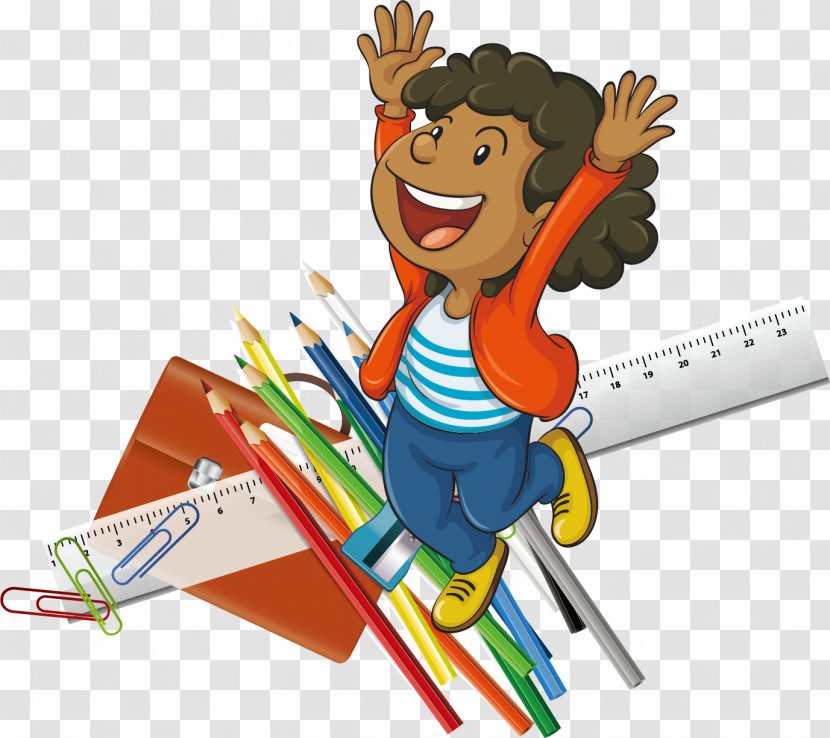Cartoon Drawing Illustration - Recreation - Pencil Ruler Children Learn Creative Posters Transparent PNG