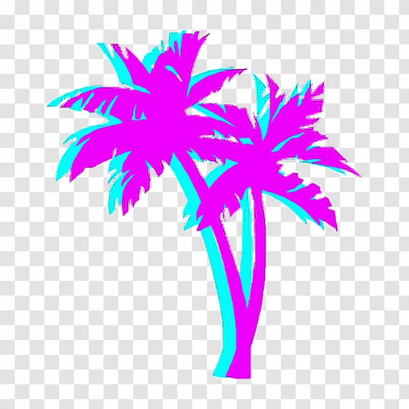 Vaporwave Palm Trees T-shirt Image - Fictional Character - Tree Transparent PNG