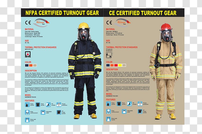 Bunker Gear Nomex Firefighter Boilersuit Firefighting - Suit Transparent PNG