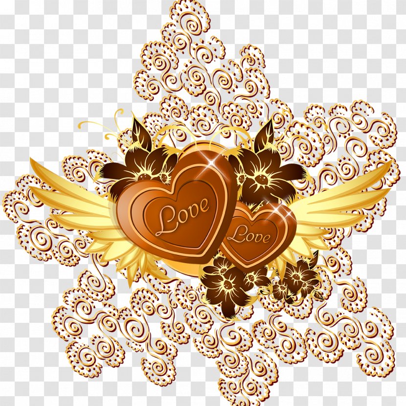 Download Icon - Heart - Gold Pattern Transparent PNG