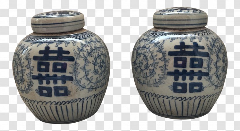 Chinese Ceramics Double Happiness Jar Blue And White Pottery Transparent PNG