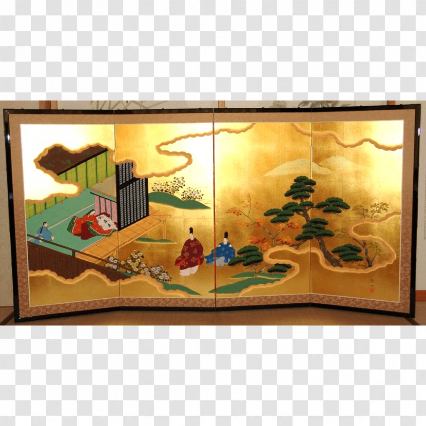 Folding Screen Kinbyōbu And Ginbyōbu Japan Painting - Sales Transparent PNG