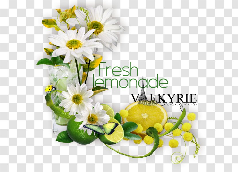 Floral Design Cut Flowers Font - Fresh Lemonade Transparent PNG