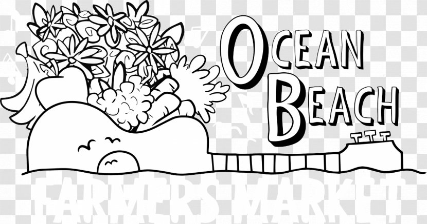 Line Art Drawing Illustration Graphics Ocean Beach Main Street Association - Black - And White Transparent PNG