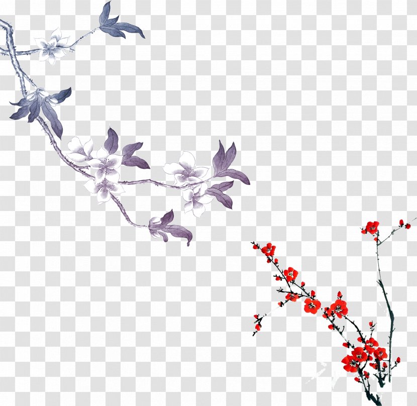 Ink Wash Painting Chinese - Petal - Plum Transparent PNG