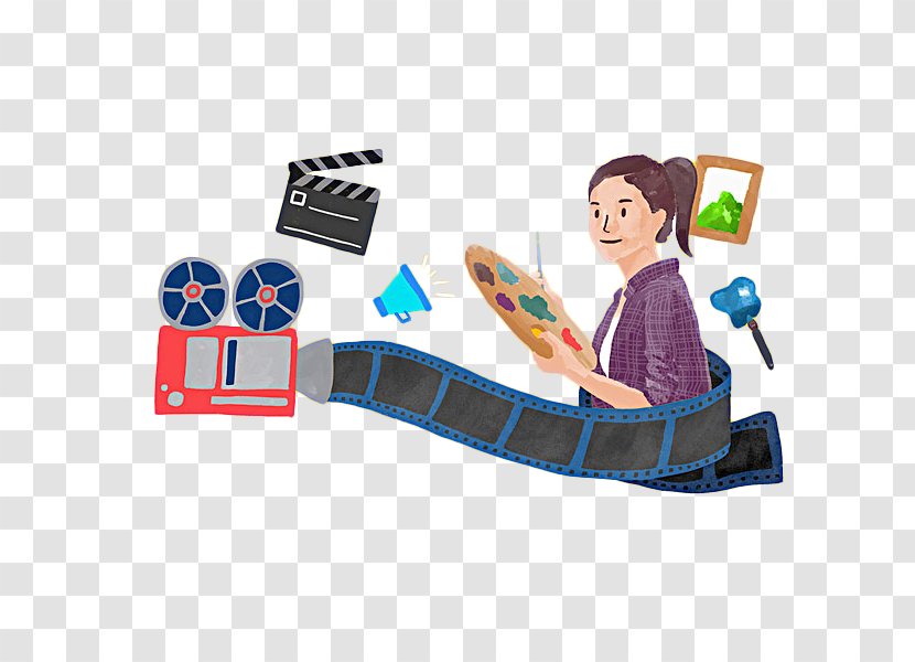 Video Camera Clapperboard - Hand-painted Cameras And Artists Transparent PNG