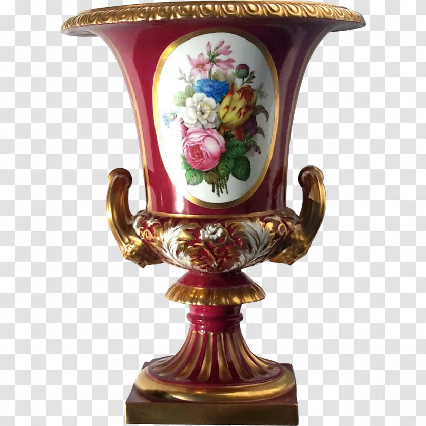 Doccia Porcelain Ceramic Vase Cachepot - Retro Hand Painted Transparent PNG
