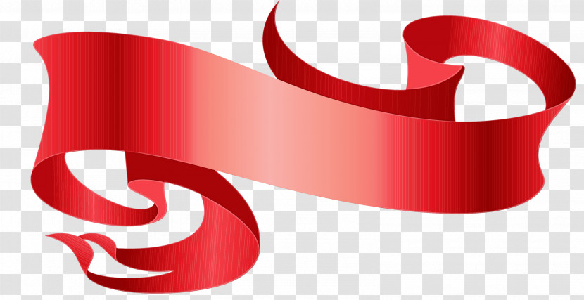 Red Ribbon Logo Line Material Property Transparent PNG