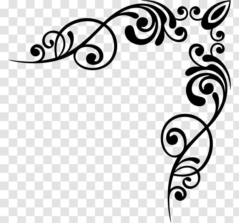 Decorative Borders Line Art Arts Clip - Flower - Silhouette Transparent PNG