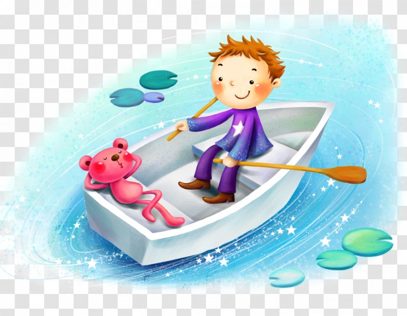 Cartoon Boat Wallpaper - Animation - A Rowing Child Transparent PNG