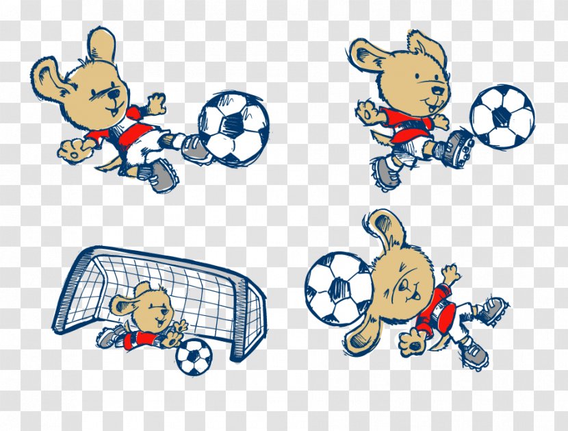 Drawing Cartoon Clip Art - Silhouette - Little Bear Playing Football Transparent PNG