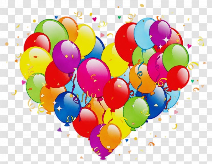 Balloon Party Supply Heart - Watercolor Transparent PNG