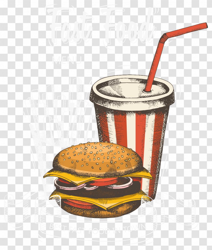 Hamburger Hot Dog Fast Food Coca-Cola KFC - Coca Cola - Burger Black Menu Cover Vector Transparent PNG