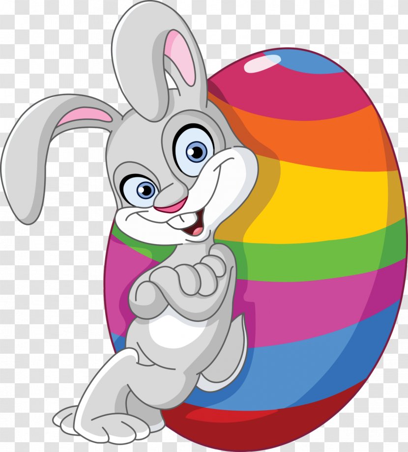 Easter Bunny Egg Clip Art Rabbit - Mural Transparent PNG